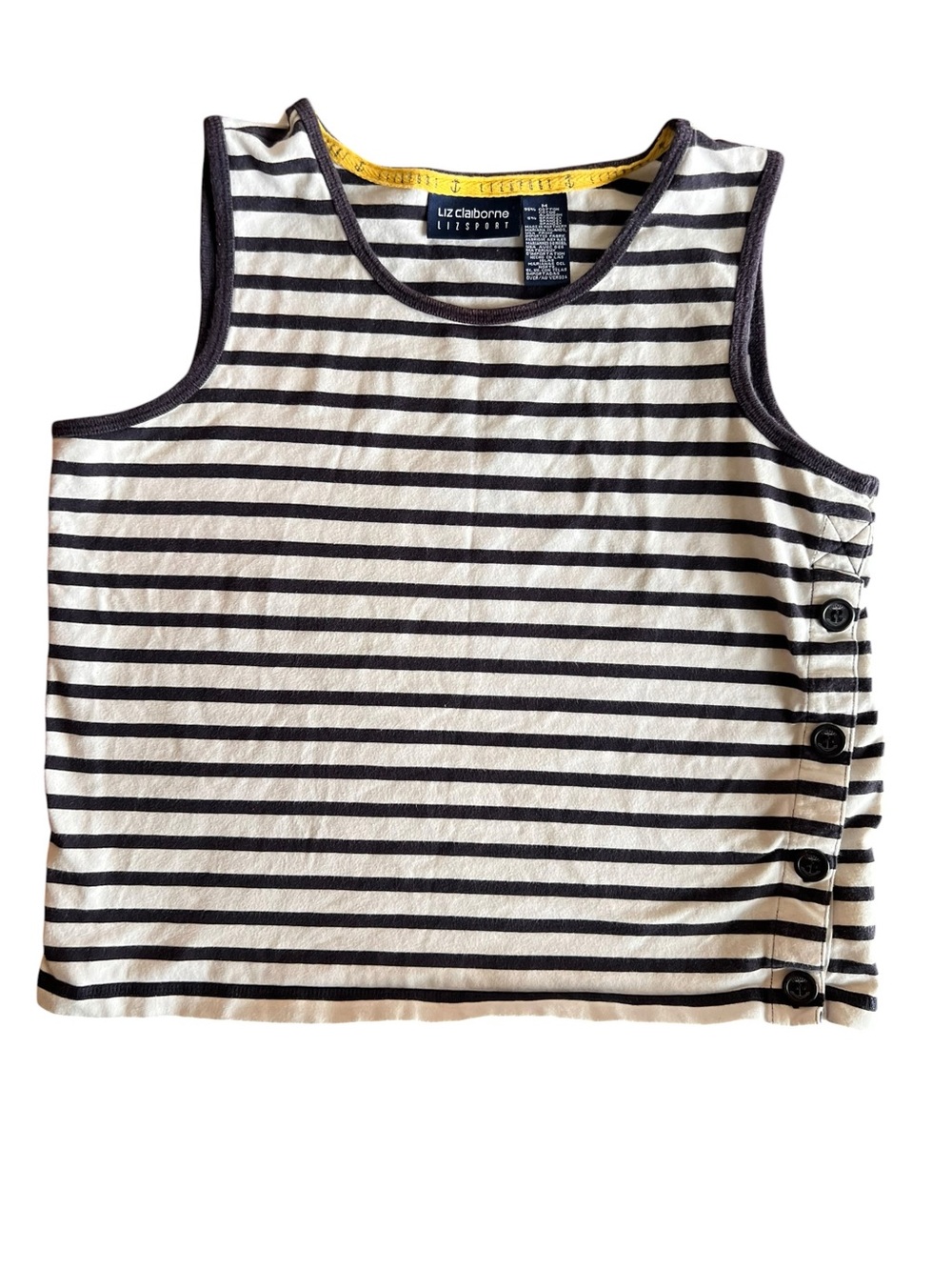 Liz Claiborne Womens M Nautical Stripe Tank Americana Heritage Coastal Fisherman